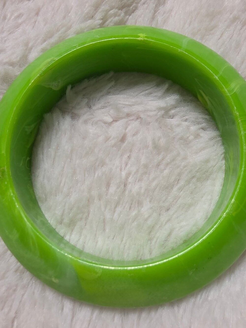 Vintage Chartreuse Lime Green Swirl Marbled Plastic Bangle Bracelet Chunky Domed